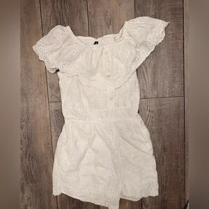 Simple White Eyelet Off-Shoulder Top